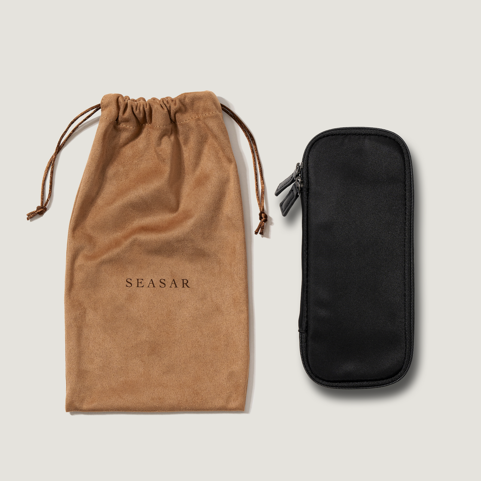 SEASAR OctFoldペンケース カルロスナイロン ブラックと茶色の巾着袋