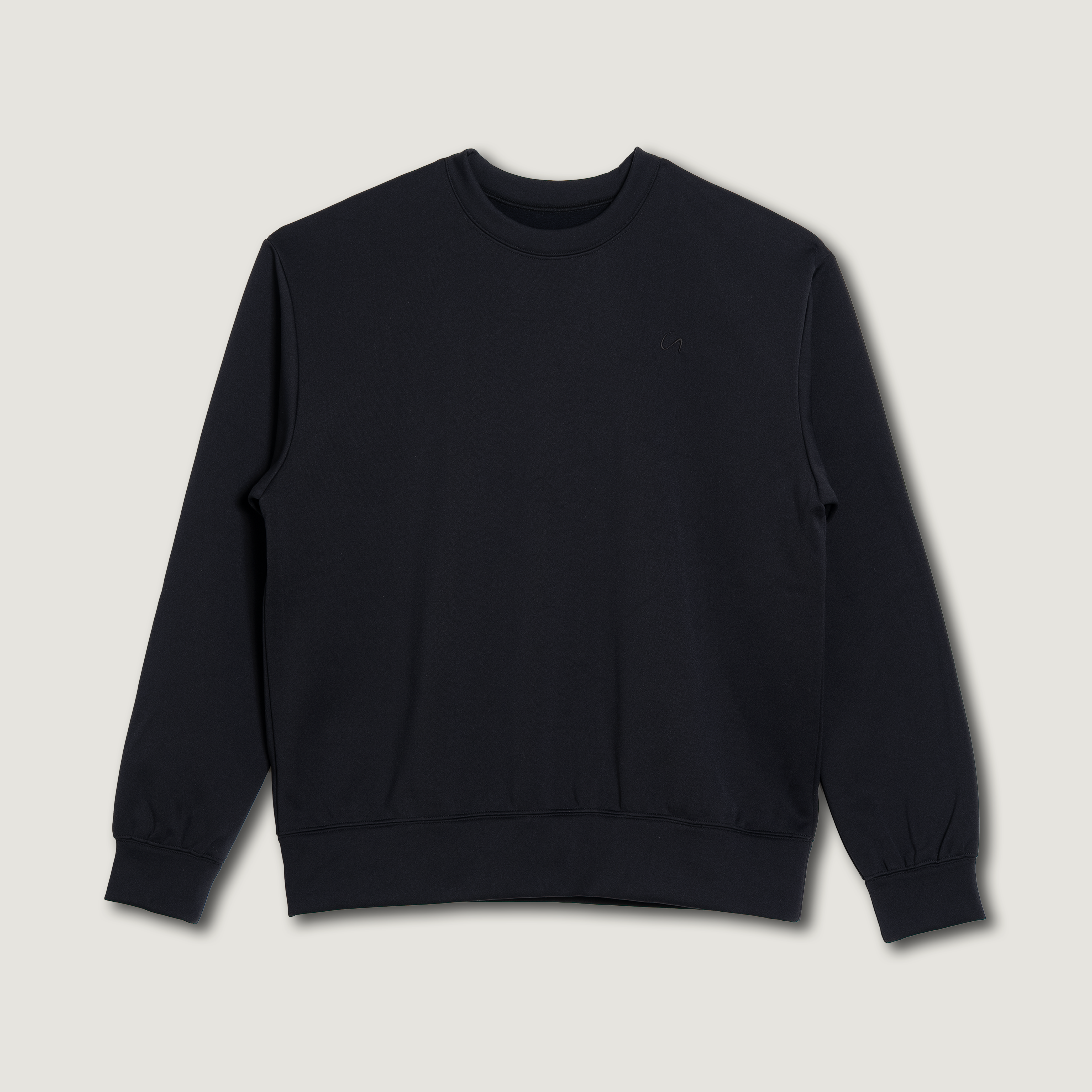 スウェット CORDURA 裏フリース ブラック。耐摩耗性に優れたCORDURA素材を採用した日本製スウェットの正面画像。