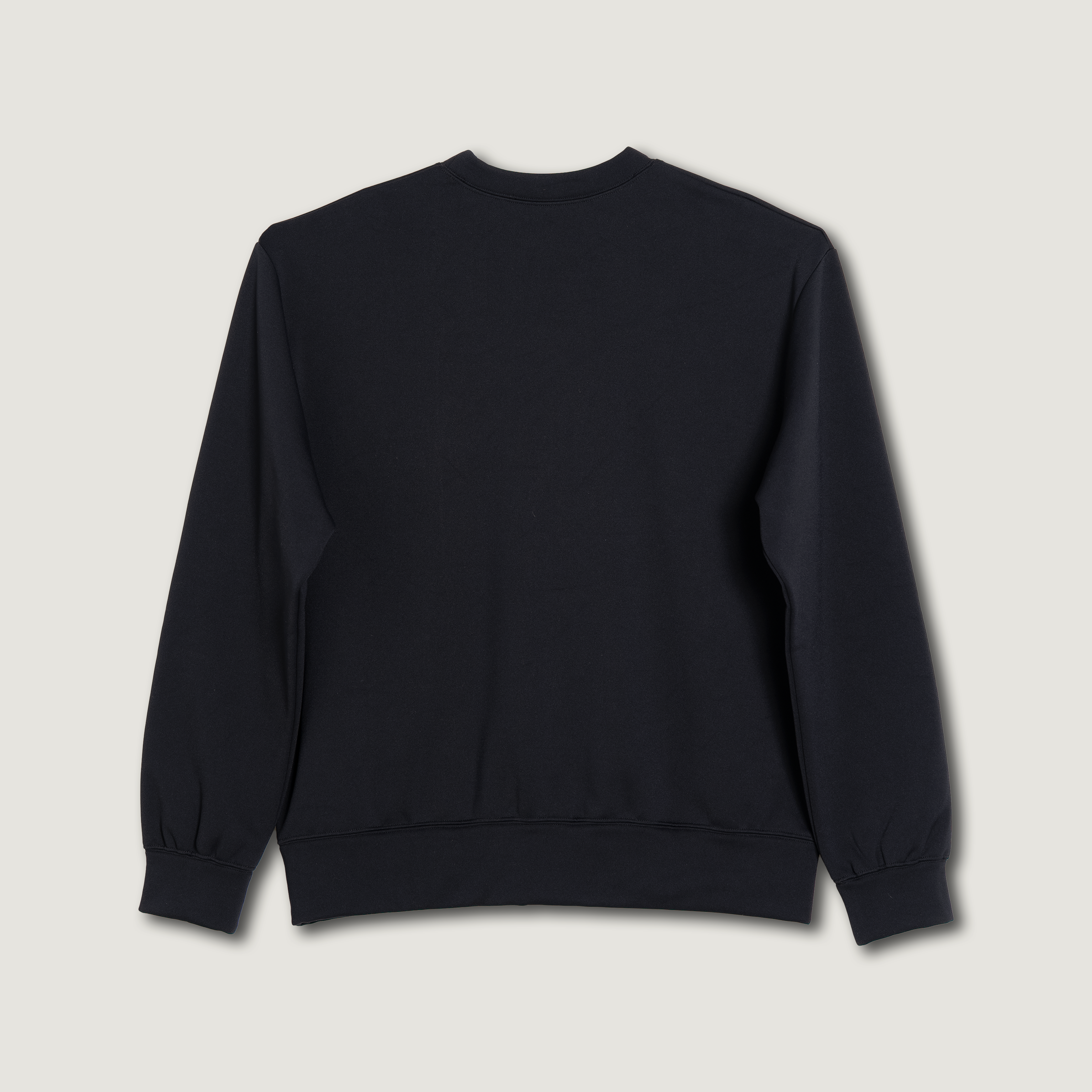 スウェット CORDURA 裏フリース ブラック。高耐久素材を使用した日本製スウェットの背面画像。